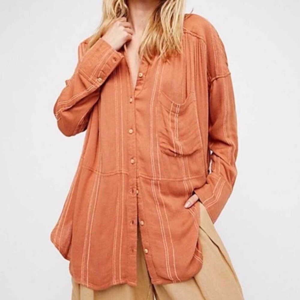 Free People Cozy Nights Button Up Top Small